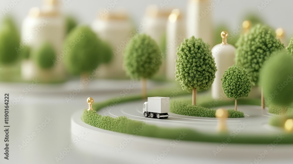 Fototapeta premium Innovative circular fuel economy setup urban environment miniature model green processes aerial view sustainable future solutions