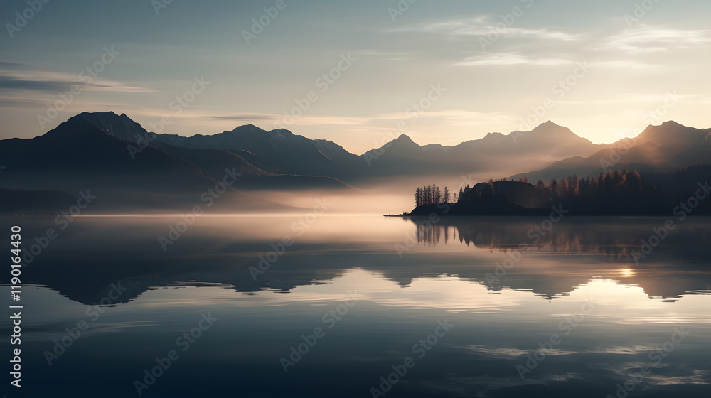 Fototapeta premium a lake with a mountain range in the background