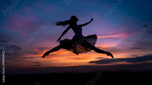 Wallpaper Mural Energy and Grace: The Silhouette of a Jig Dancer Against a Twilight Backdrop Torontodigital.ca