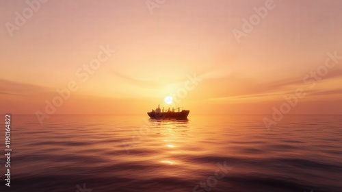 Floating ecofuel refinery at sunset ocean view marine industry tranquil seascape sustainable innovation photo