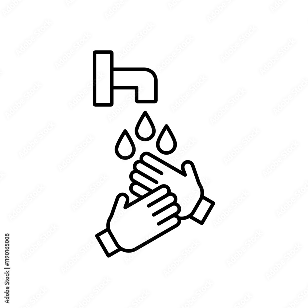 Wash hands icon Outline thin set Wash hands icon Outline thin set