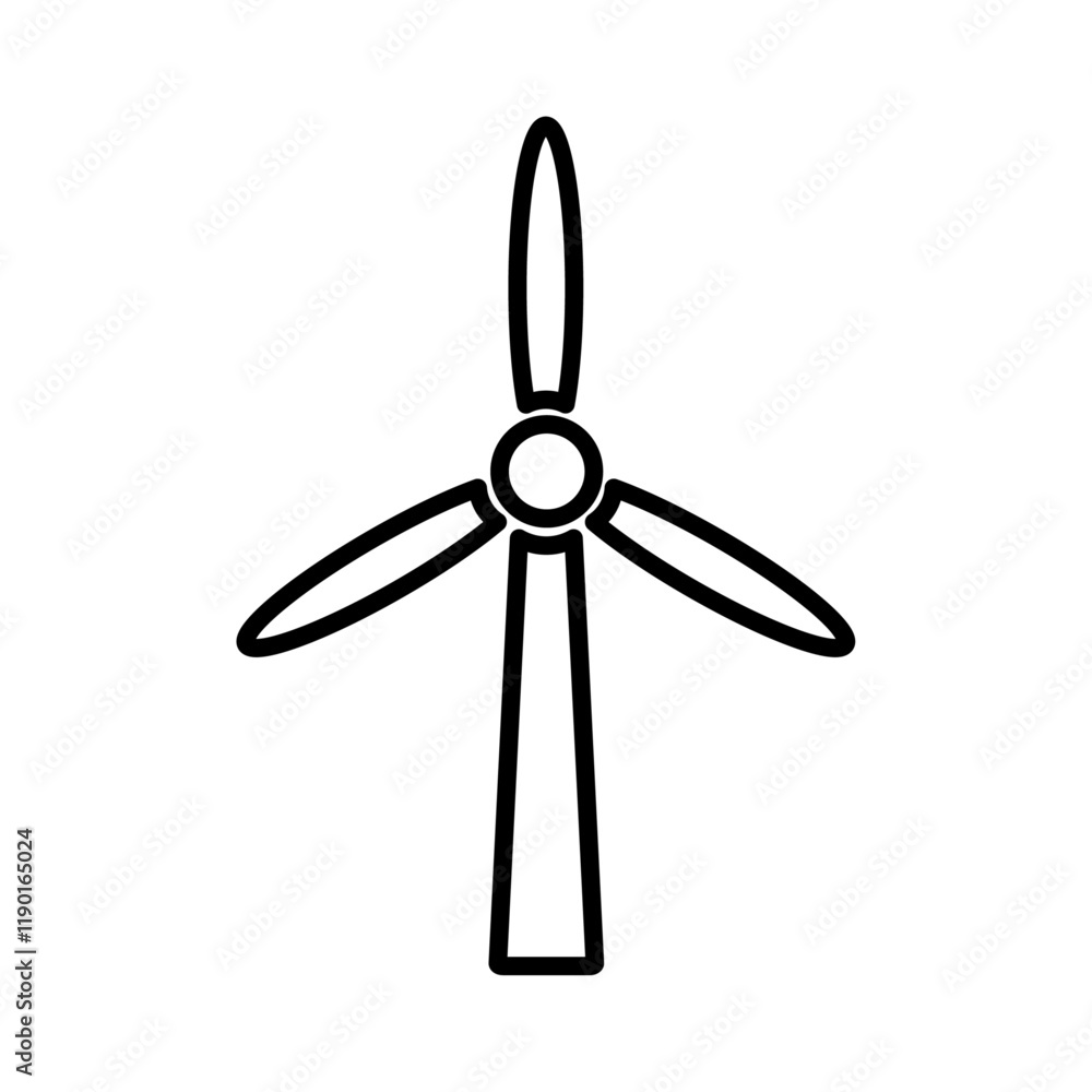 Wind turbine icon Outline thin set Wind turbine icon Outline thin set