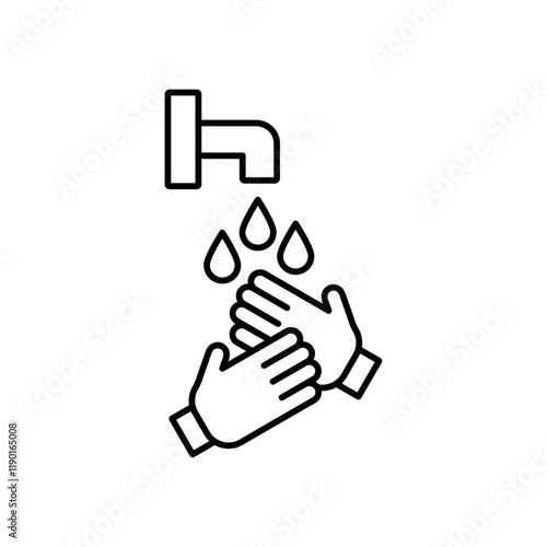 Wash hands icon Outline thin set