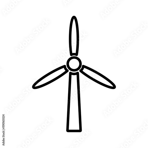Wind turbine icon Outline thin set