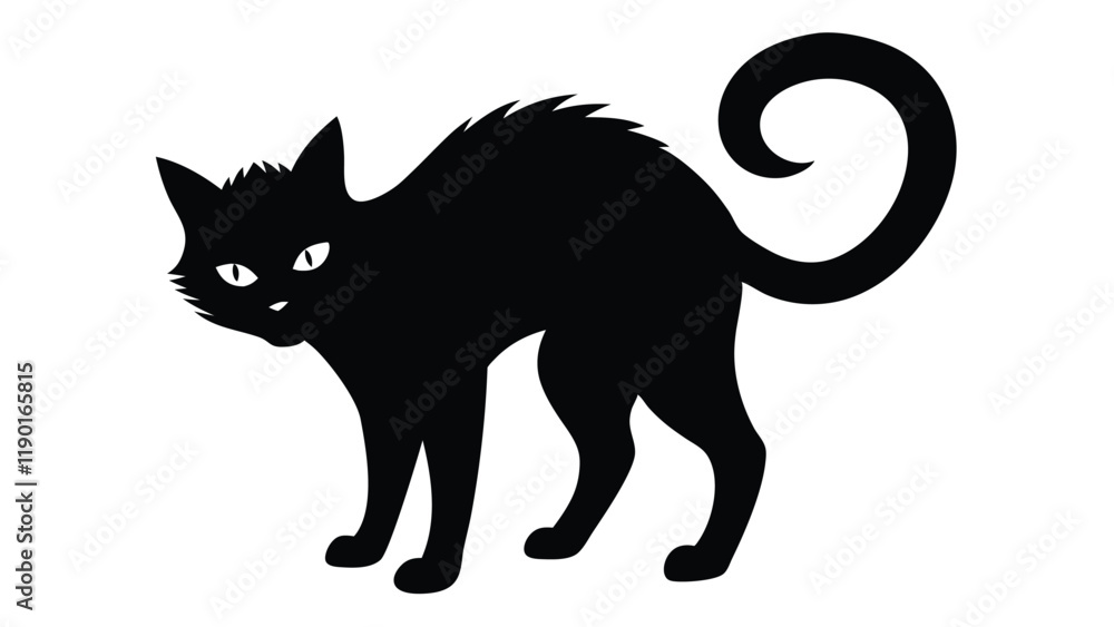 Spooky Black Cat with Arched Back Spooky Black Cat with Arched Back