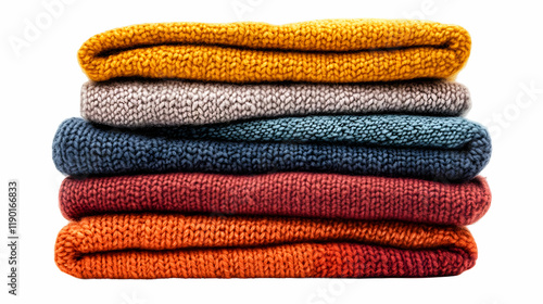 Stacked autumn sweaters, studio shot, textile