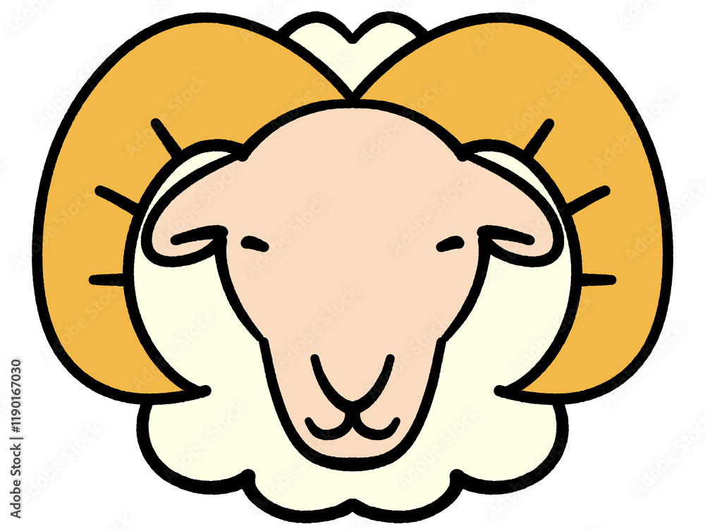 Obraz premium 羊の顔イラスト素材