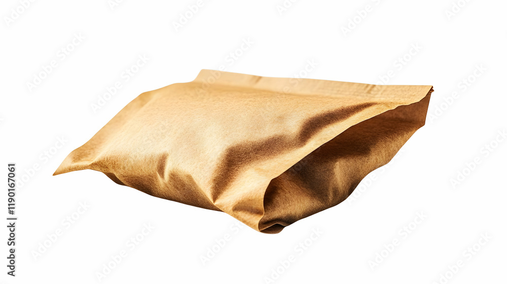 Fototapeta premium Brown paper bag, food packaging, studio shot, white background, e-commerce