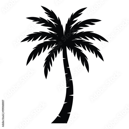 Single Palm Tree Silhouette for Tropical Decor