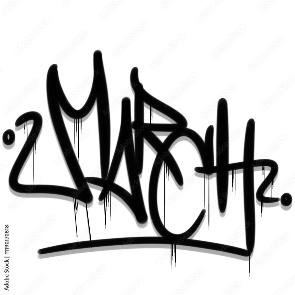 Fototapeta premium MARCH months name graffiti isolated hand drawn style