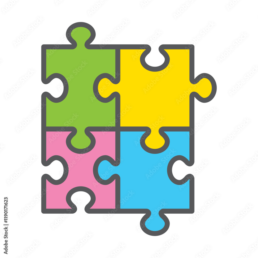 Obraz premium シンプルなジグソーパズルのイラスト