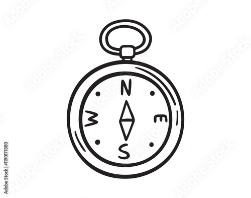 compass doodle hand drawn icon. Outline drawing compass line clipart symbol. 