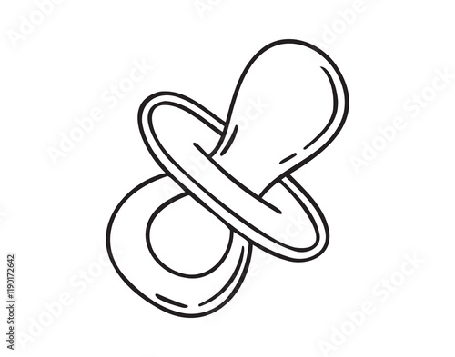 Pacifier doodle hand drawn icon. Outline drawing pacifier line clipart symbol