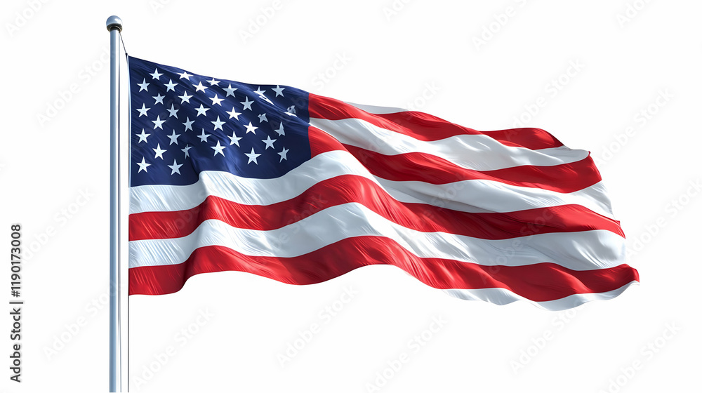 Obraz premium American flag waving, outdoors, clear sky, patriotic