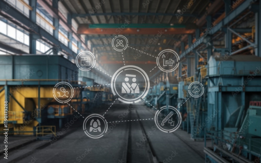 Obraz premium Industrial Workforce Management System Network