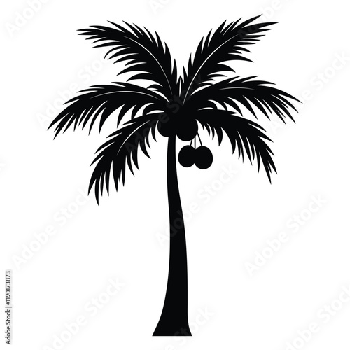 Single Palm Tree Silhouette for Tropical Decor