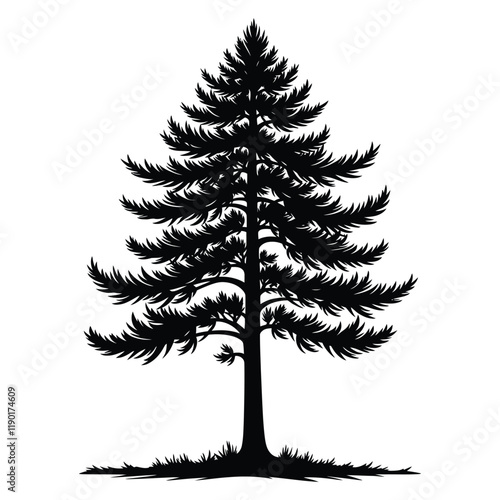 Majestic Evergreen Tree Silhouette Design - Perfect for Nature and Wilderness-Themed Creations 