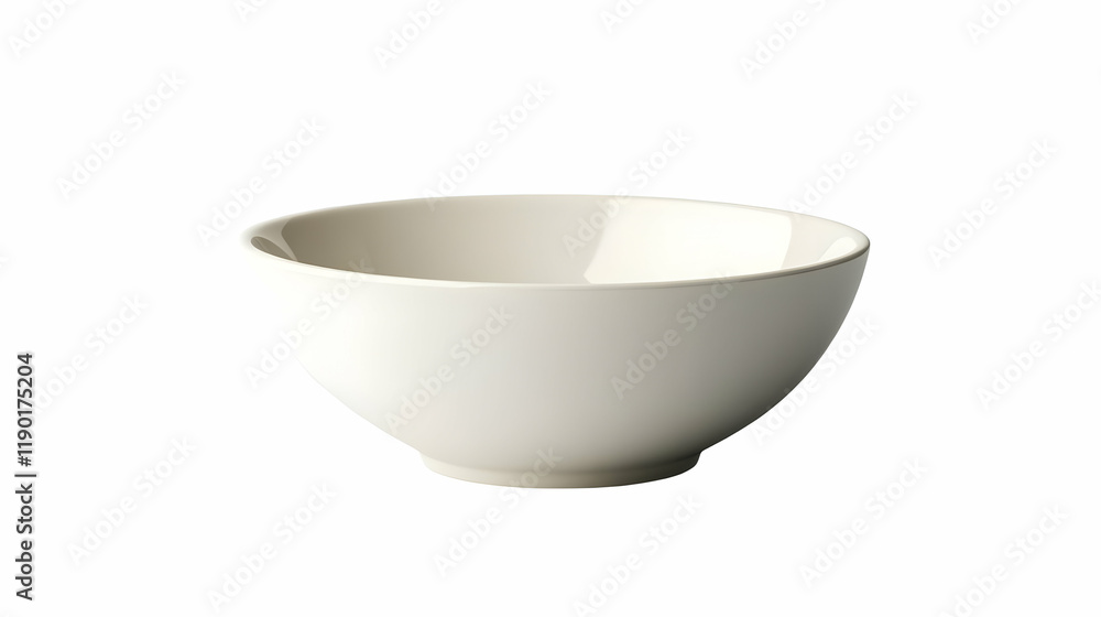 Off-white ceramic bowl, studio shot, white background, food serving