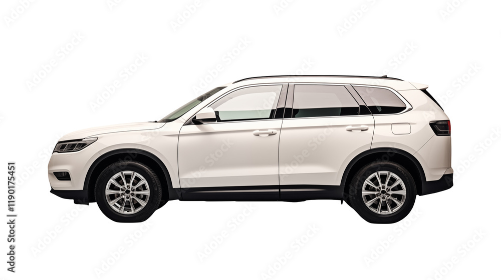 White car Side Profile on a transparent background White car Side Profile on a transparent background