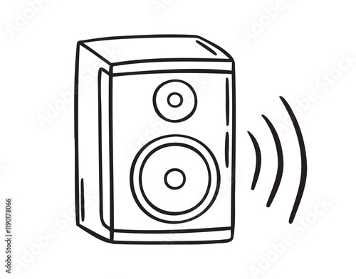 audio speaker doodle hand drawn icon. Outline drawing audio speaker line clipart symbol
