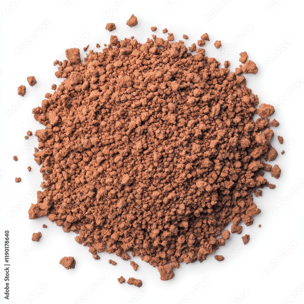 A detailed close-up showcasing a textured pile of dirt contrasted against a clean, white surface, highlighting natural elements and color variation. A detailed close-up showcasing a textured pile of dirt contrasted against a clean, white surface, highlighting natural elements and color variation.