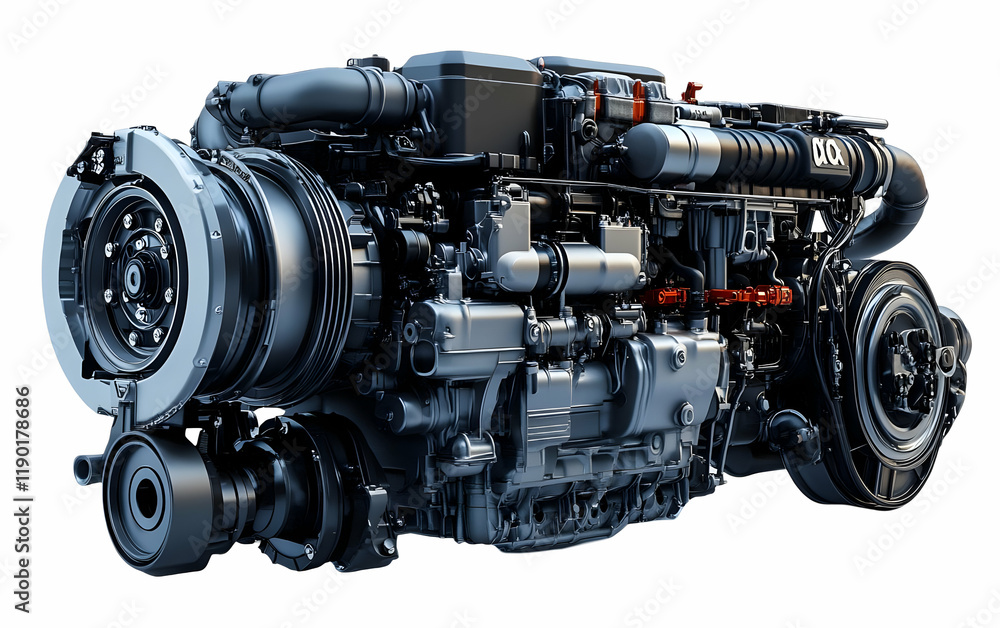 Fototapeta premium Powerful engine, studio shot, industrial background