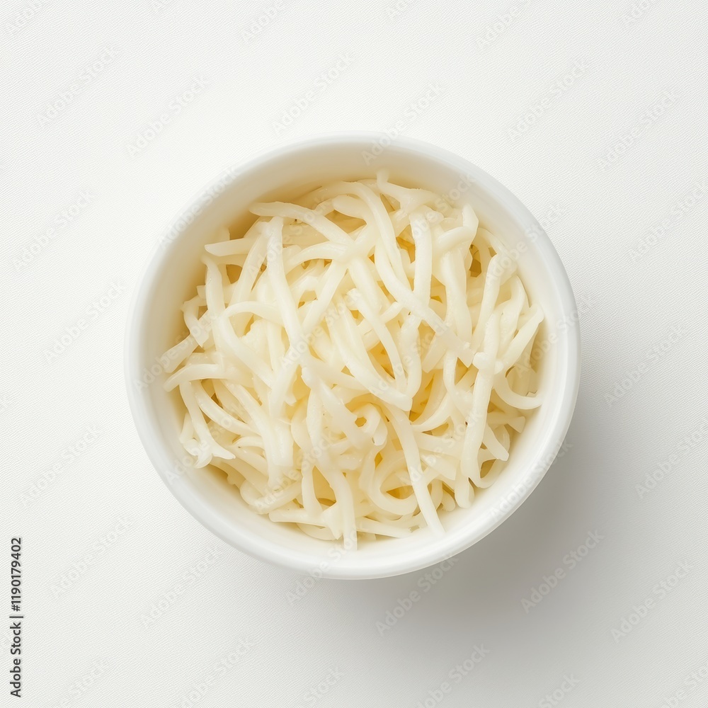 A bowl of arafy noodles elegantly presented on a clean white surface, highlighting its texture and color. A bowl of arafy noodles elegantly presented on a clean white surface, highlighting its texture and color.