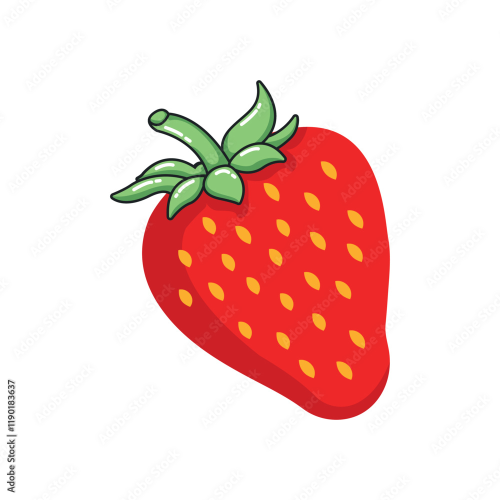 Obraz premium Strawberry fruit vector illustration isolated on white background.