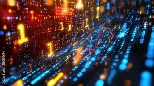 Wallpaper Mural Digital Stream: A mesmerizing visual representation of binary code flowing through a digital landscape, showcasing the beauty of data streams. Torontodigital.ca