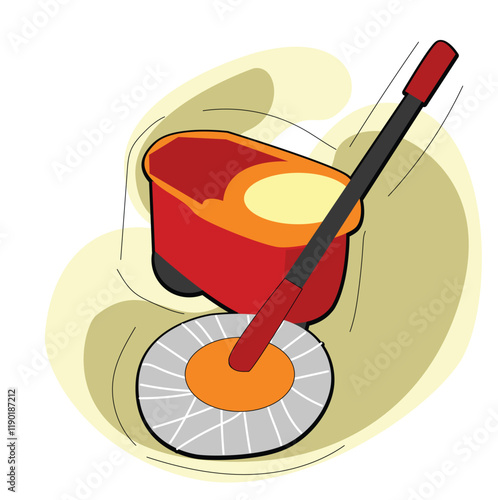 Mop and bucket for cleaning and mopping the floor.