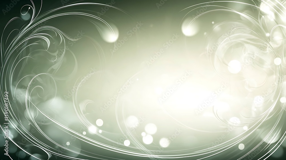 Abstract Green Swirling Floral Design Background Abstract Green Swirling Floral Design Background