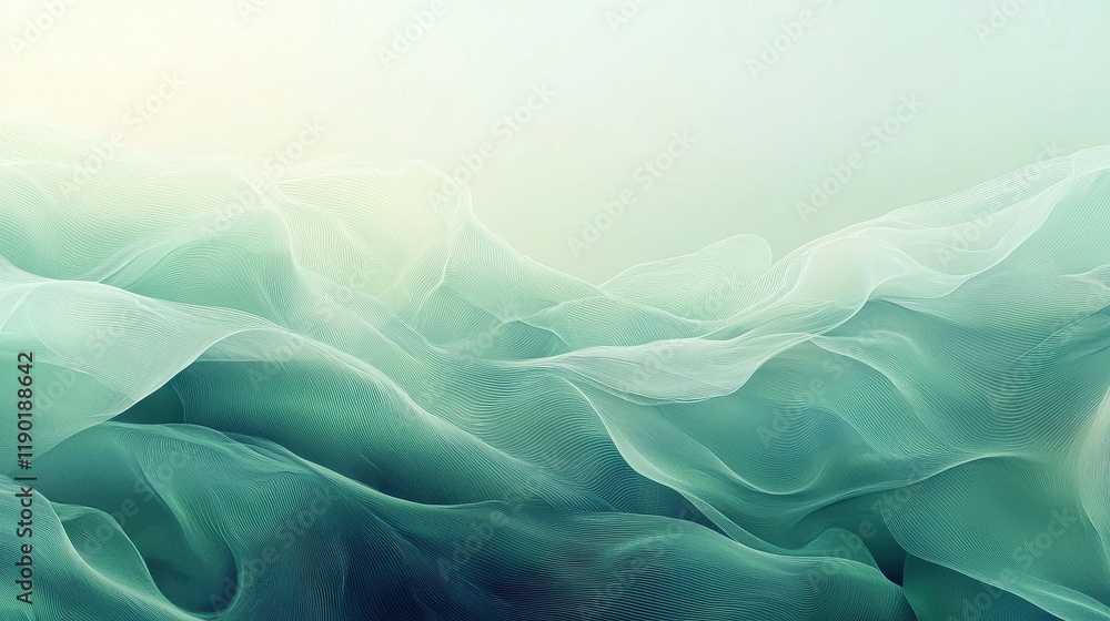 Obraz premium Abstract Green Wave Pattern Design Art