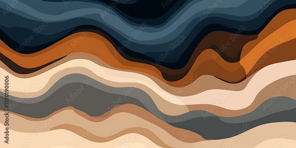 Obraz premium Abstract wavy landscape, earthy tones, background design, website banner
