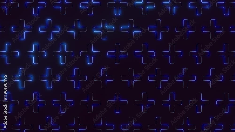 An image showcases a luminescent cross pattern composed of glowing blue lines arranged in a grid formation. The intricate design captivates with its elegant simplicity An image showcases a luminescent cross pattern composed of glowing blue lines arranged in a grid formation. The intricate design captivates with its elegant simplicity