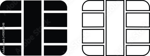 EMV chip icon set. Line, glyph and filled outline, mobile telephone Microchip for bank plastic credit or debit charge or sim card. Digital Nfc technology. Contactless payment at terminals and ATMs.