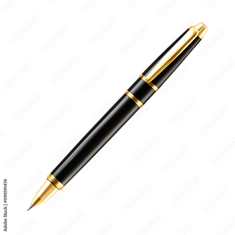 Stylish black and gold pen on a white isolated background. Stylish black and gold pen on a white isolated background.