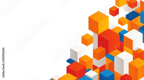Abstract Colorful 3D Cubes Design:  Geometric Shapes Background