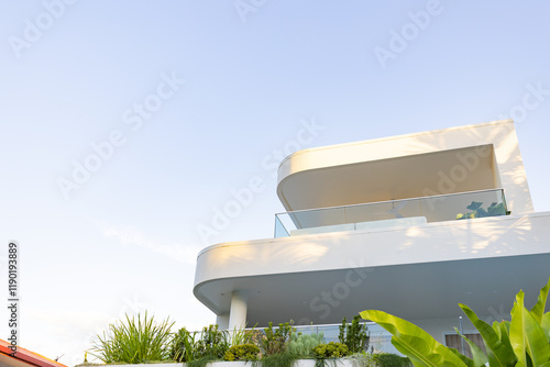 Modern home with curved architecture on the Gold Coast, Australia photo