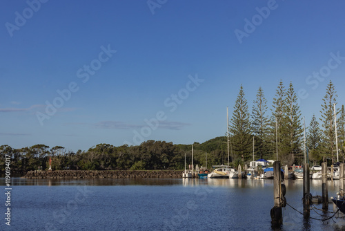 Boats moored at the Brunswick Heads marina photo