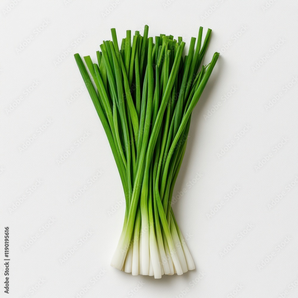custom made wallpaper toronto digitalA detailed close-up view of fresh green onions arranged neatly on a clean white surface, highlighting their vibrant color and texture.