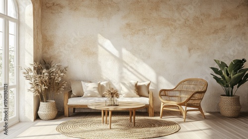 Cozy and Inviting Interior Living Room with Natural Elements