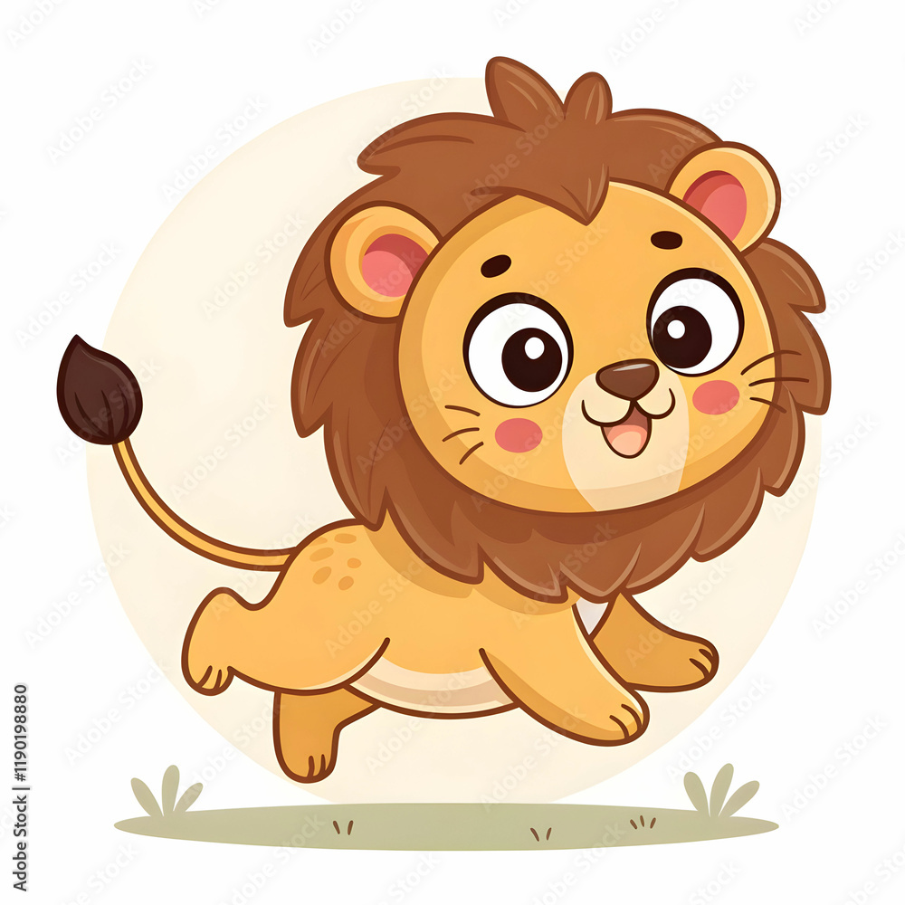 Fototapeta premium cute lion jumping cartoon vector icon