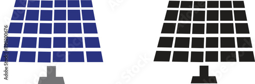 Solar system plates icon set. The main solar panel types flat and line vector of monocrystalline polycrystalline and thin film solar energy panel with Sun collection isolated on transparent background