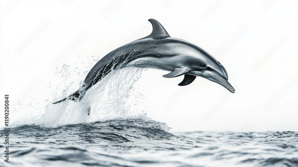 Fototapeta premium Graceful Dolphin Leaping from Water Splash