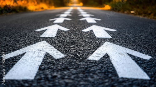 Wallpaper Mural Directional Arrows on Asphalt Road Leading Into the Distance Torontodigital.ca