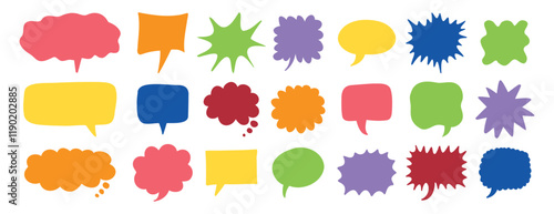 colorful speech bubbles set. Hand drawn vector cute communication bubbles. speech bubble collection