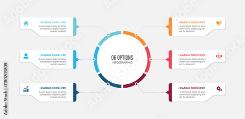 Six Options Circular Cycle Infographic Template Design