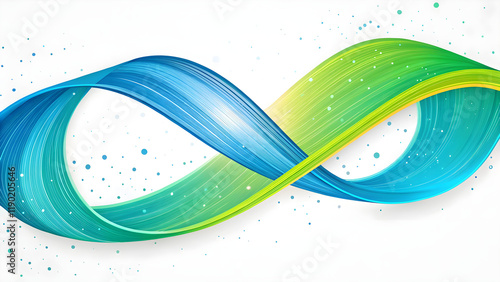 Vibrant brushstroke, fluid ribbon shape, abstract art, blue and green gradient, dynamic curve, paint swirl, colorful wave, digital illustration, neon colors, smooth transition, artistic swoosh, energe photo