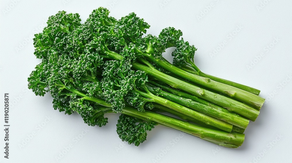 Vibrant Green Parsley Bunch on Light Gray Background Vibrant Green Parsley Bunch on Light Gray Background