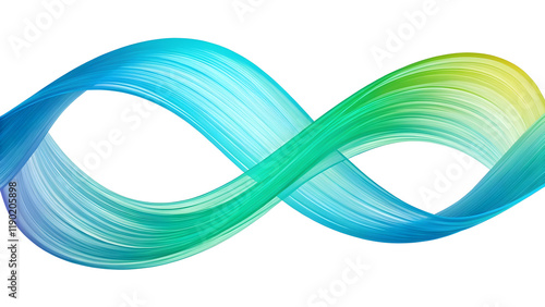 Vibrant brushstroke, fluid ribbon shape, abstract art, blue and green gradient, dynamic curve, paint swirl, colorful wave, digital illustration, neon colors, smooth transition, artistic swoosh, energe